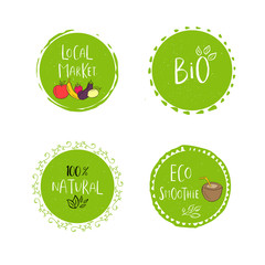 Collection of vector eco, bio green logo or sign. Organic design.