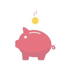 Piggy bank with coins icon