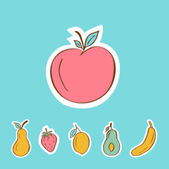 Healthy stickers with vegetables and fruits.