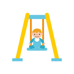 cute boy baby on swing avatar character vector illustration design