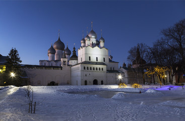 Rostov the Great, Kremlin on a winter night, Russia