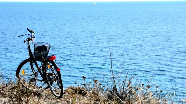 Classic bicycle by the shore in Sardinia, Italy