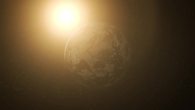 Realistic Earth Day to Night Transition on Asia