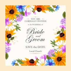 Vintage card with meadow flowers