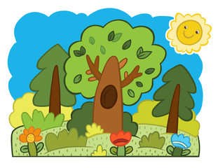 Детская иллюстрация: лес