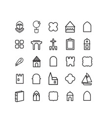 pictogrammes, patrimoine, histoire, monument, 