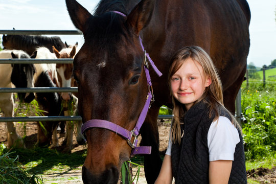 Girl On Horse Ranch