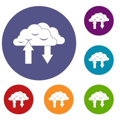 Clouds with arrows icons set