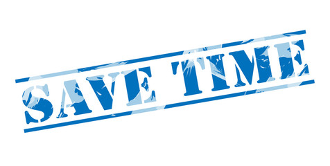 save time blue stamp on white background