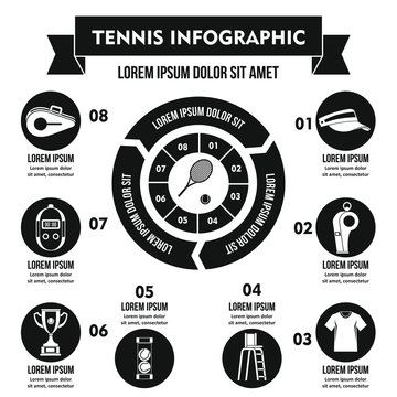 Tennis infographic concept, simple style