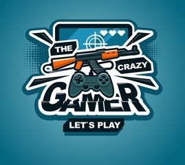 gamer logo cool vector print or sticker illustration creative design