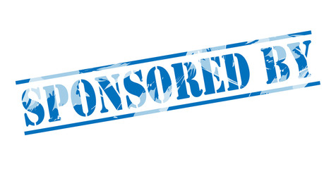 sponsored by blue stamp on white background