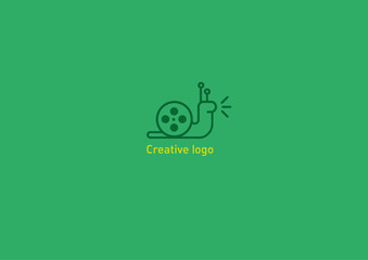 Creative logo with double meaning, snail and video
