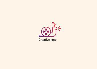 Creative logo with double meaning, snail and video