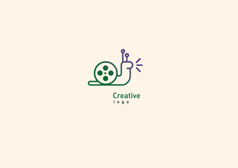 Creative logo with double meaning, snail and video