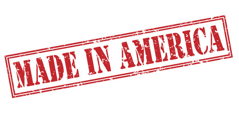 Made in america red stamp on white background