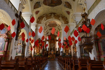 Innenansicht der Basilika 
Kloster St. Trudpert in Münstertal im Breisgau 
