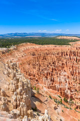 Scenic view of red sandstone hoodoos in Bryce Canyon National Park in Utah, USA - View of Inspiration Point