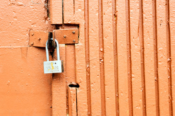 Locked Orange Painted RusticDoor