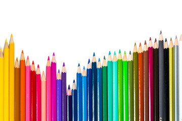 Color pencils on white background