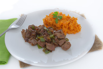 émincé de boeuf aux poivrons