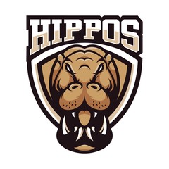 Hippo Hippopotamus animal wild mascot sport logo illustration vector 