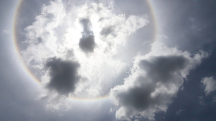 fantastic beautiful sun halo phenomenon in thailand