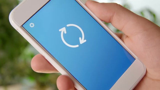 Search engine marketing concept application on the smartphone. Man uses mobile app.