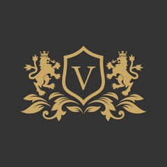 Royal luxury lion brand logo template