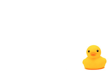 Yellow Duck Toys Over White Background