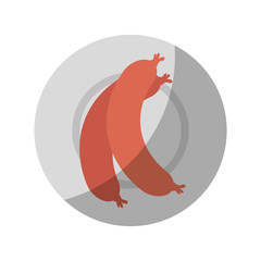 Sausages on plate icon vector illustration graphic design