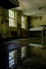 Still Waters Reflecting Windows and Sink - Abandoned Hospital - New York