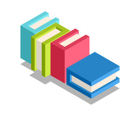 Book icon, vector symbol in isometric 3D style isolated on white background.