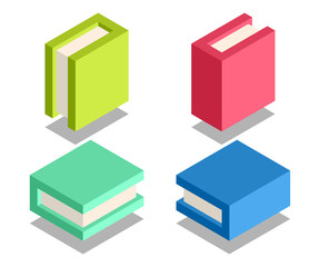 Book icon, vector symbol in isometric 3D style isolated on white background.