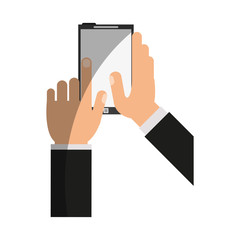 hands holding cellphone icon image