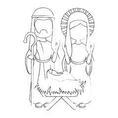 saint joseph and virgin mary icon over white background vector illustration