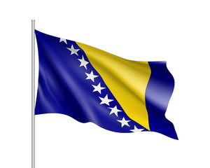 National flag of Bosnia and Herzegovina country. Bosnian patriotic symbol in official colors. Illustration of Sounhern European country flag. Vector icon