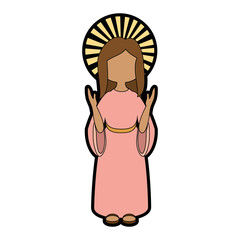 virgin mary icon over white background colorful design vector illustration
