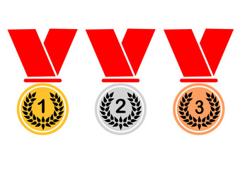 Medaillen mit Platzierung und Lorbeerkranz