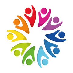 Abstract human figures in circle shape colorful design vector illustration