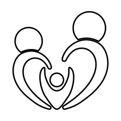 Abstract human figures in heart shape icon over white background vector illustration