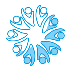 Obraz premium Abstract human figures in circle shape icon over white background vector illustration