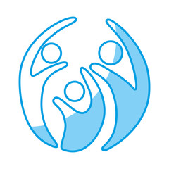 Abstract human figures with hands raised icon over white background vector illustration