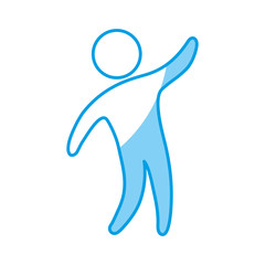 pictogram man with hands raised icon over white background vector illustration