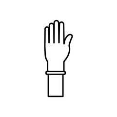 Obraz premium hand with medicine gloves icon over white background vector illustration