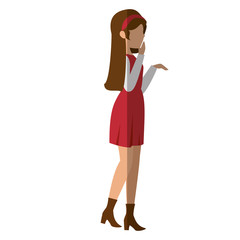young woman cartoon icon vector illustration graphic design