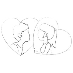 heart with couple in love icon over white background vector illustration