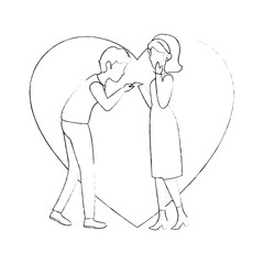 heart with couple in love icon over white background vector illustration