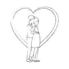 heart with couple in love icon over white background vector illustration