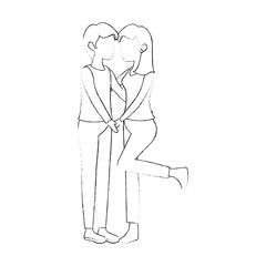 Couple of lovers kissing icon over white background vector illustration